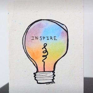 💡🌈5.4" x 4.6" Org. Watercolor Card with Envelope